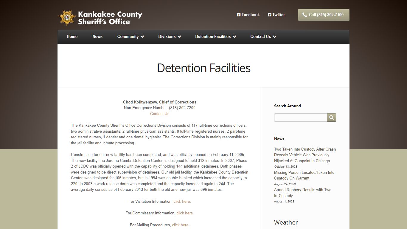 Detention Facilities | Kankakee County Sheriff